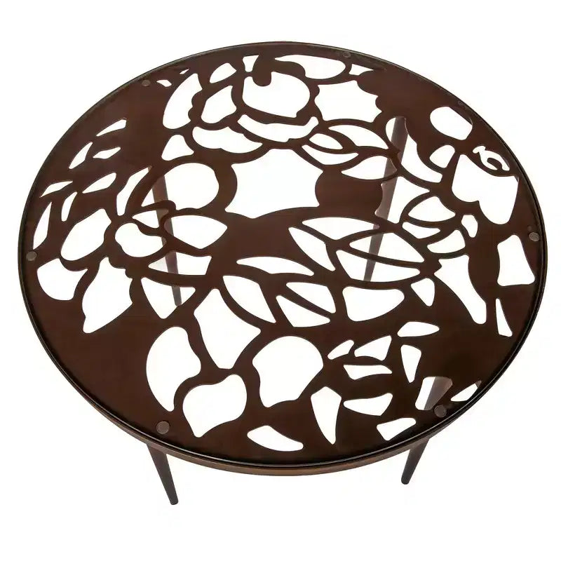 LeisureMod Devon 31 Tavolo da Pranzo Moderno da Bistrò - Base in Alluminio Antiruggine con Design ad Albero e Piano Circolare in Vetro Temperato per Interni/Esterni