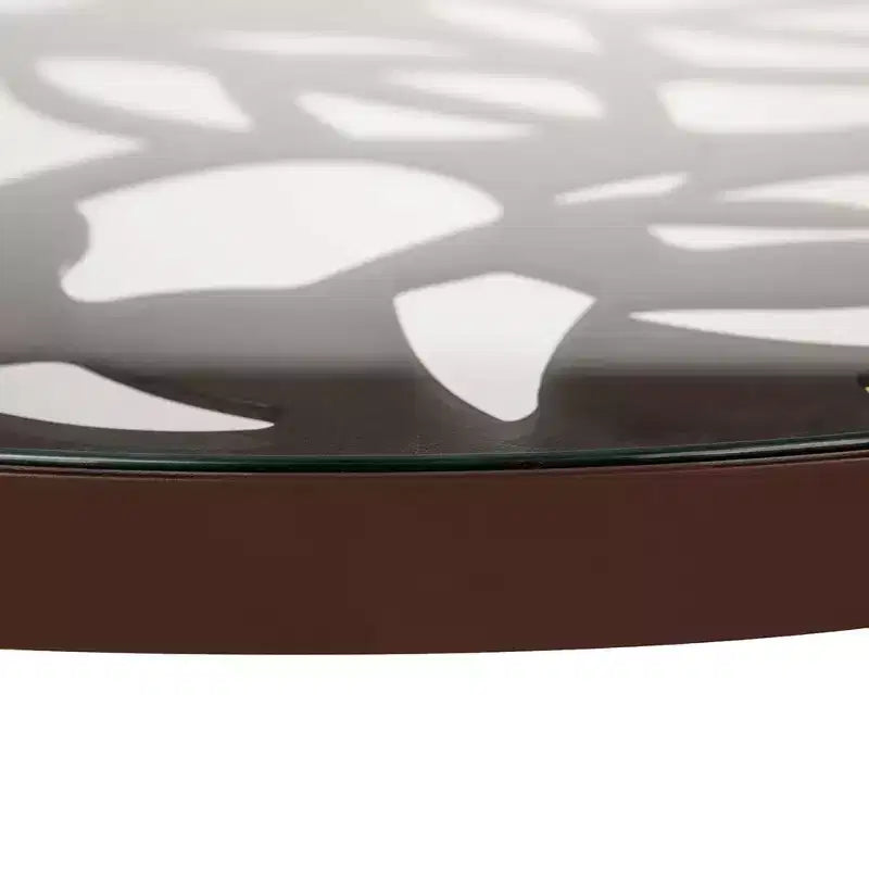 LeisureMod Devon 31 Tavolo da Pranzo Moderno da Bistrò - Base in Alluminio Antiruggine con Design ad Albero e Piano Circolare in Vetro Temperato per Interni/Esterni