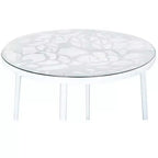 LeisureMod Devon 31 Tavolo da Pranzo Moderno da Bistrò - Base in Alluminio Antiruggine con Design ad Albero e Piano Circolare in Vetro Temperato per Interni/Esterni