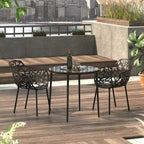 LeisureMod Devon 31 Tavolo da Pranzo Moderno da Bistrò - Base in Alluminio Antiruggine con Design ad Albero e Piano Circolare in Vetro Temperato per Interni/Esterni