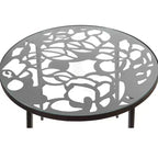 LeisureMod Devon 31 Tavolo da Pranzo Moderno da Bistrò - Base in Alluminio Antiruggine con Design ad Albero e Piano Circolare in Vetro Temperato per Interni/Esterni