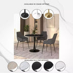 LeisureMod Bristol 35 Tavolo da Pranzo Rotondo con Top in Pietra Sinterizzata, Tavolino da Caffè d'Accento e Robusta Base a Piedistallo in Acciaio Nero per Cucina e Spazi Piccoli