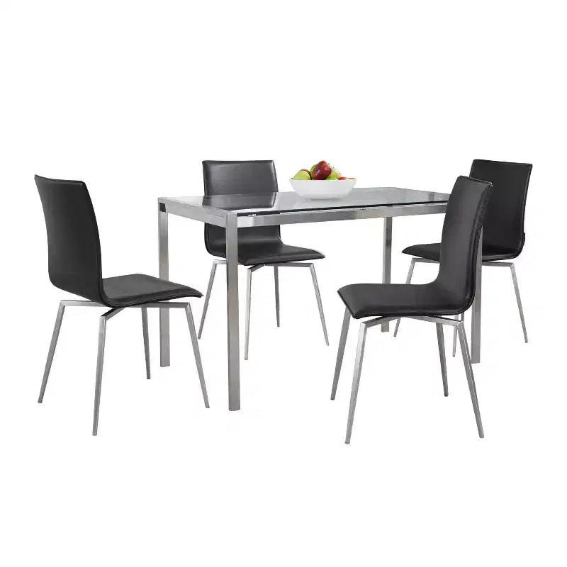 LumiSource Set da pranzo girevole Fuji Mason 5 pezzi in acciaio inossidabile
