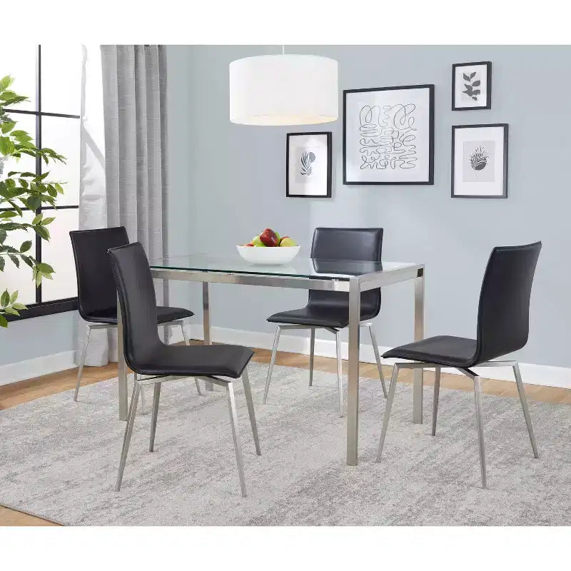 LumiSource Set da pranzo girevole Fuji Mason 5 pezzi in acciaio inossidabile