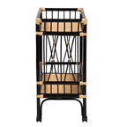 bali & pari Dalinda Carrello da cucina moderno bohémien a due livelli in rattan bicolore nero e marrone naturale