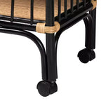 bali & pari Dalinda Carrello da cucina moderno bohémien a due livelli in rattan bicolore nero e marrone naturale