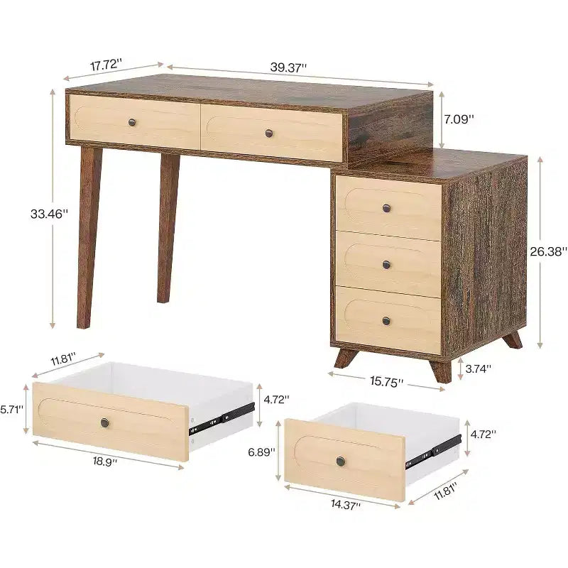 Scrivania per computer Lantine da 51 pollici con 5 cassetti
