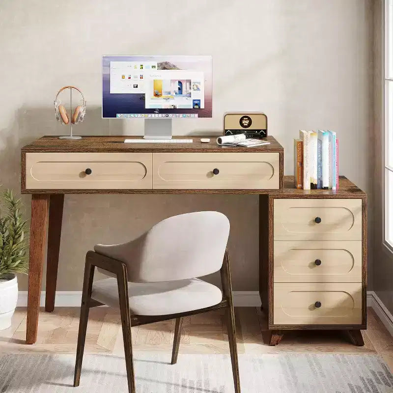 Scrivania per computer Lantine da 51 pollici con 5 cassetti