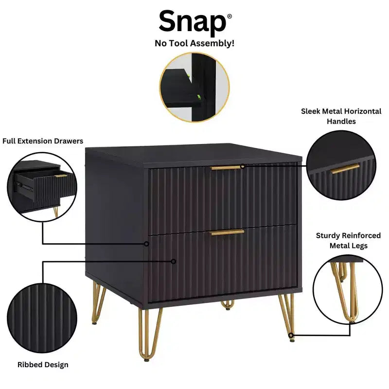 Manhattan Comfort Dumbo Set Comò a 5 Cassetti, Comò a 6 Cassetti e Comodino da 3 Pezzi
