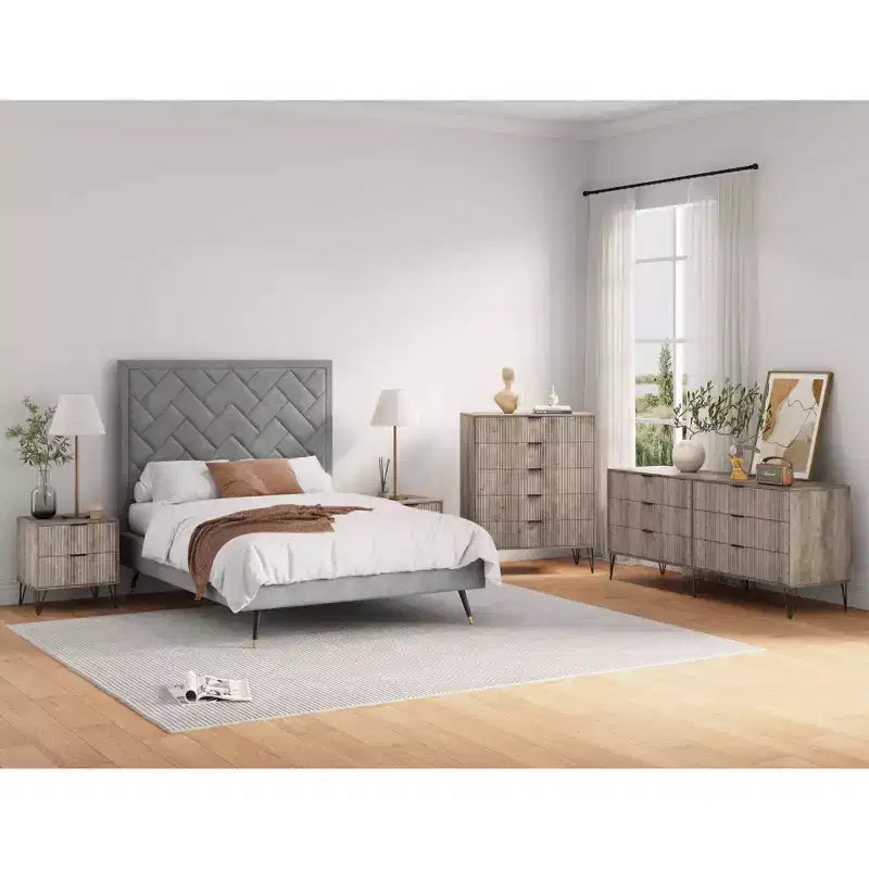 Manhattan Comfort Dumbo Set Comò a 5 Cassetti, Comò a 6 Cassetti e Comodino da 3 Pezzi