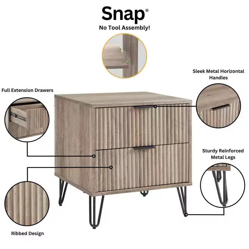 Manhattan Comfort Dumbo Set Comò a 5 Cassetti, Comò a 6 Cassetti e Comodino da 3 Pezzi