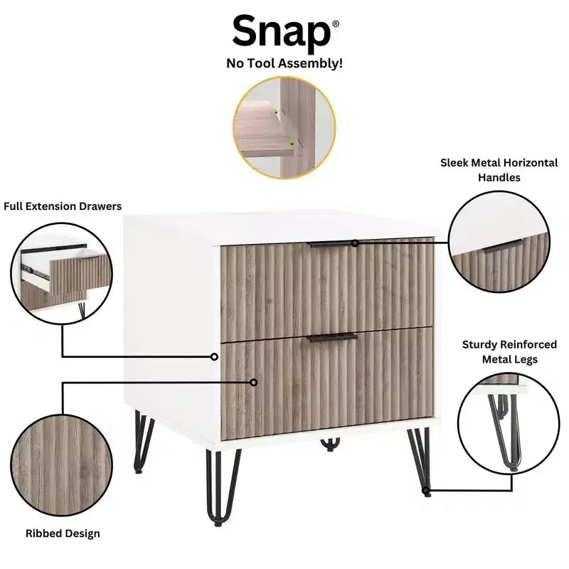 Manhattan Comfort Dumbo Set Comò a 5 Cassetti, Comò a 6 Cassetti e Comodino da 3 Pezzi