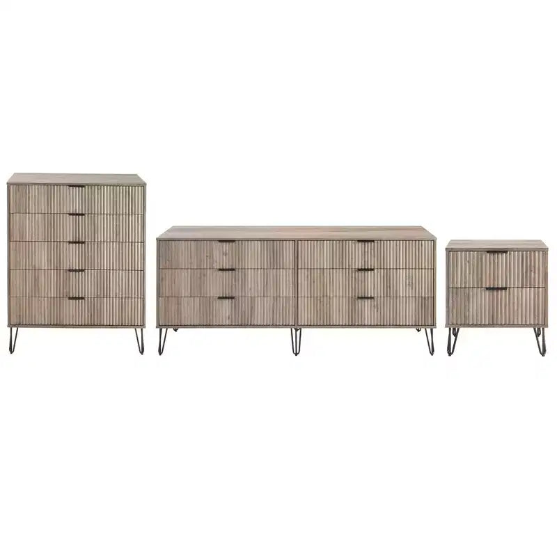Manhattan Comfort Dumbo Set Comò a 5 Cassetti, Comò a 6 Cassetti e Comodino da 3 Pezzi