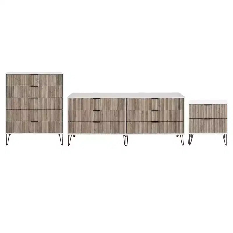 Manhattan Comfort Dumbo Set Comò a 5 Cassetti, Comò a 6 Cassetti e Comodino da 3 Pezzi