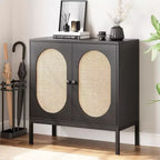 Whizmax Mobile Buffet con Ante e Ripiani in Rattan, Madia Contenitore per Soggiorno, Sala da Pranico, Ingresso