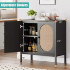 Whizmax Mobile Buffet con Ante e Ripiani in Rattan, Madia Contenitore per Soggiorno, Sala da Pranico, Ingresso