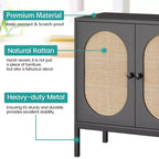 Whizmax Mobile Buffet con Ante e Ripiani in Rattan, Madia Contenitore per Soggiorno, Sala da Pranico, Ingresso