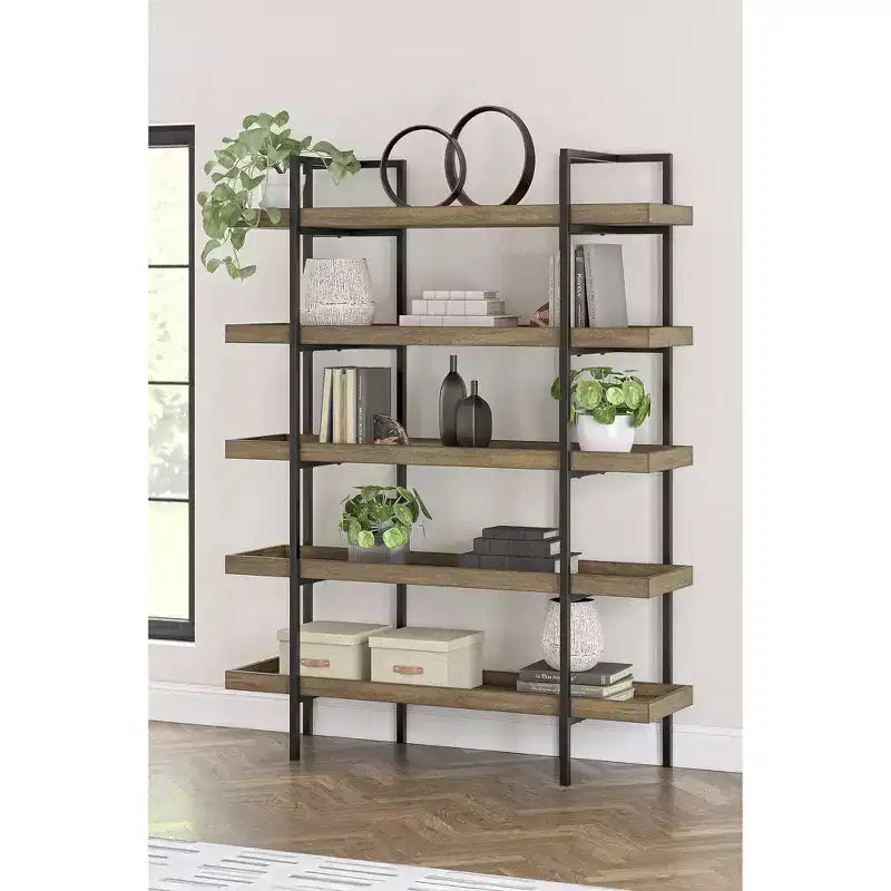 Mobile libreria Ashley Montia a 5 ripiani, design Signature, marrone chiaro