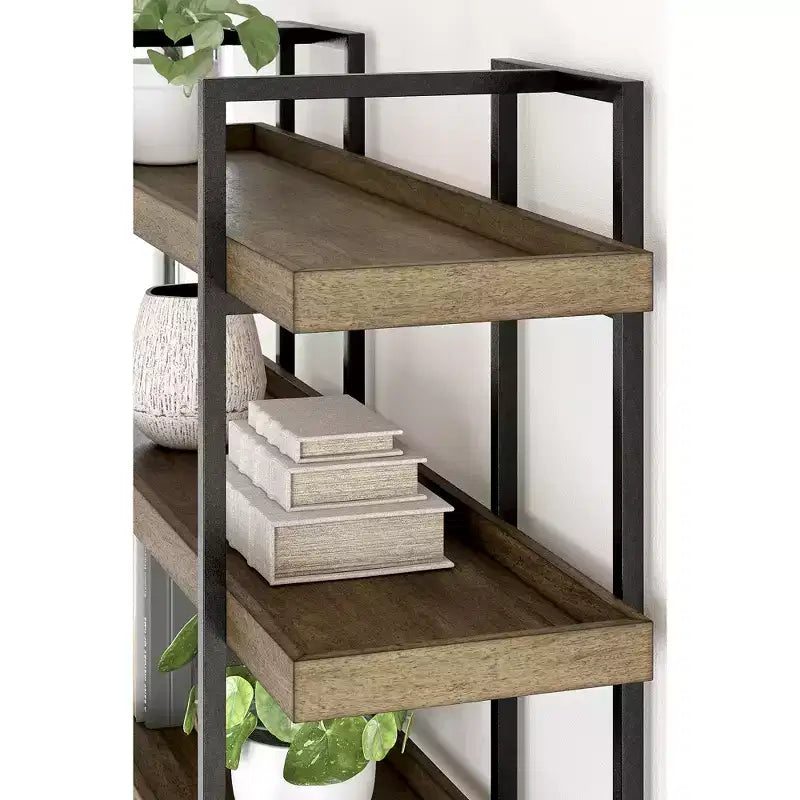 Mobile libreria Ashley Montia a 5 ripiani, design Signature, marrone chiaro