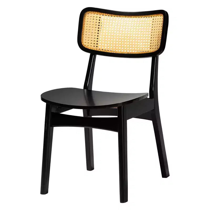Set da pranzo di 5 pezzi Baxton Studio Linnet in legno e rattan, stile moderno di metà secolo