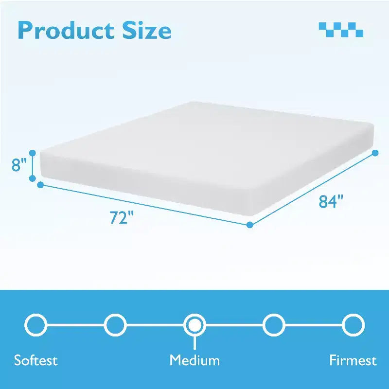 Materasso in memory foam FDW da 8 pollici con gel per un sonno fresco e un sollievo dalla pressione/Certificato CertiPUR-US/Materasso in scatola/Allevia la pressione