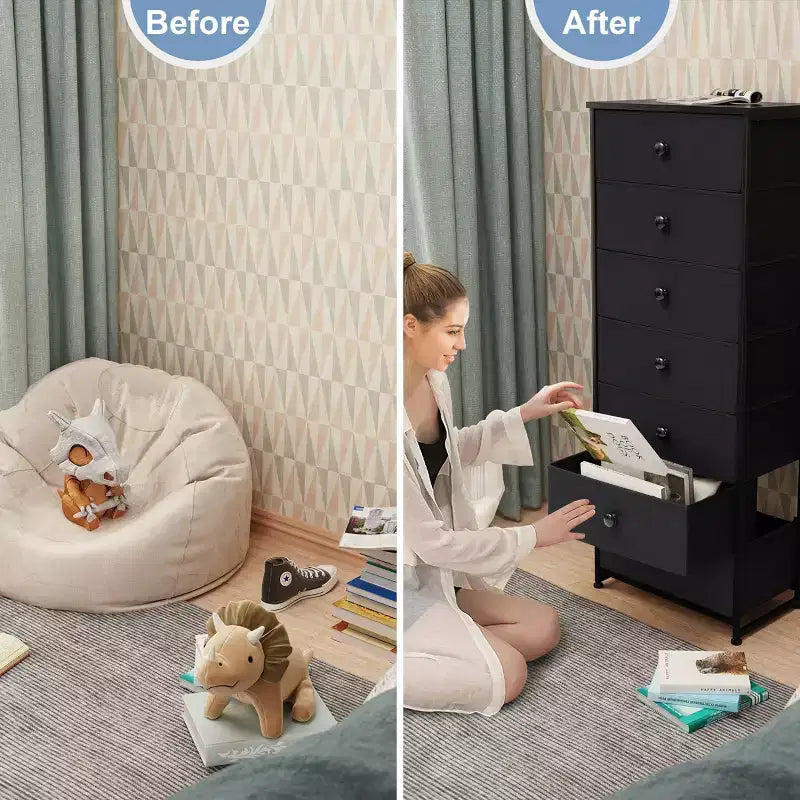 Crestlive Products Cassettiera Alta per Camera da Letto con 7 Cassetti in Tessuto, Armadio Contenitore per Camera da Letto