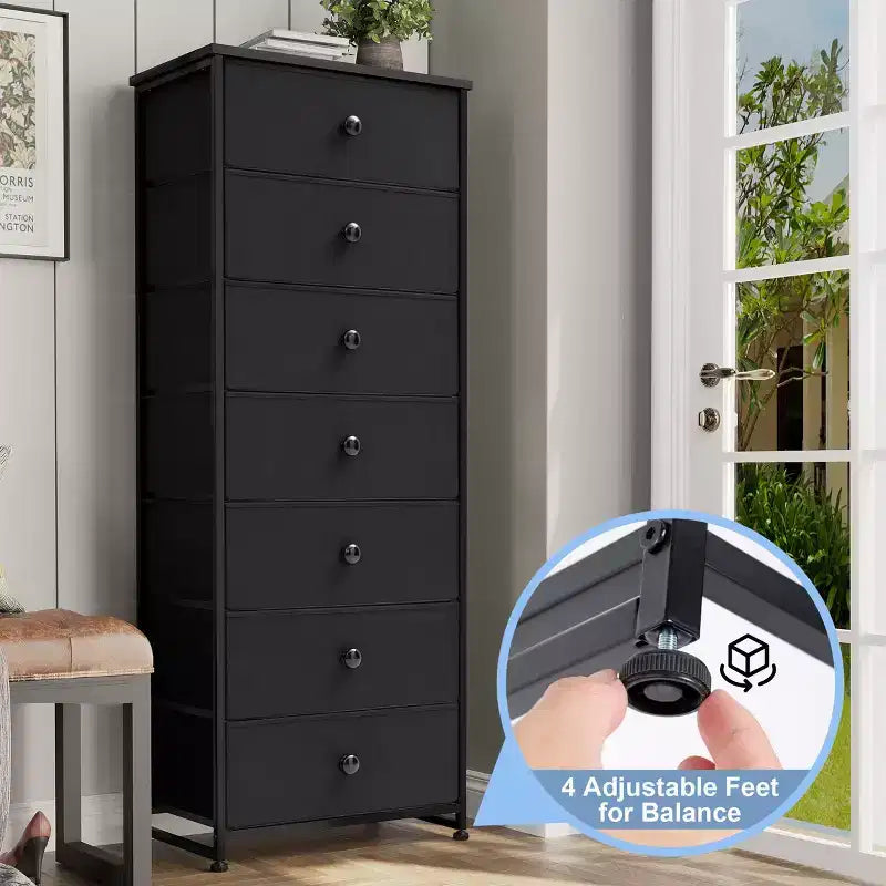 Crestlive Products Cassettiera Alta per Camera da Letto con 7 Cassetti in Tessuto, Armadio Contenitore per Camera da Letto