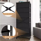 Crestlive Products Cassettiera Alta per Camera da Letto con 7 Cassetti in Tessuto, Armadio Contenitore per Camera da Letto
