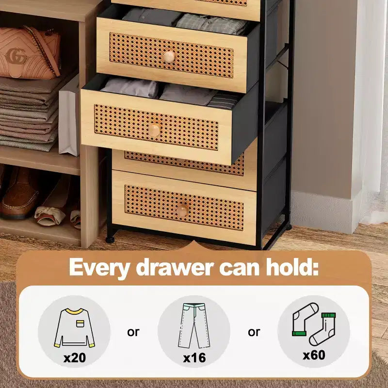 Crestlive Products Cassettiera Alta per Camera da Letto con 7 Cassetti in Tessuto, Armadio Contenitore per Camera da Letto