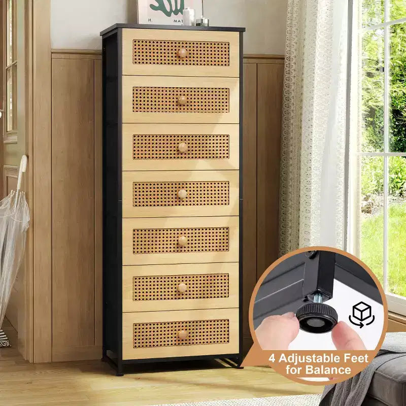 Crestlive Products Cassettiera Alta per Camera da Letto con 7 Cassetti in Tessuto, Armadio Contenitore per Camera da Letto