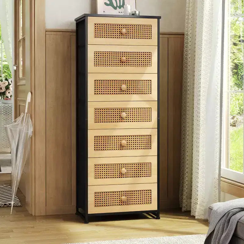 Crestlive Products Cassettiera Alta per Camera da Letto con 7 Cassetti in Tessuto, Armadio Contenitore per Camera da Letto