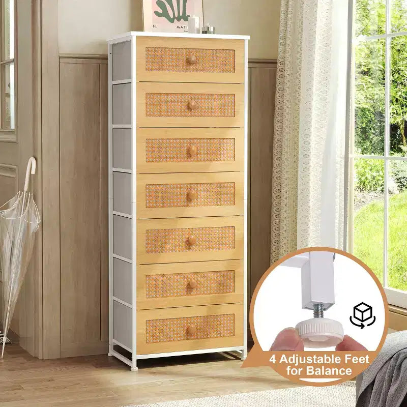 Crestlive Products Cassettiera Alta per Camera da Letto con 7 Cassetti in Tessuto, Armadio Contenitore per Camera da Letto