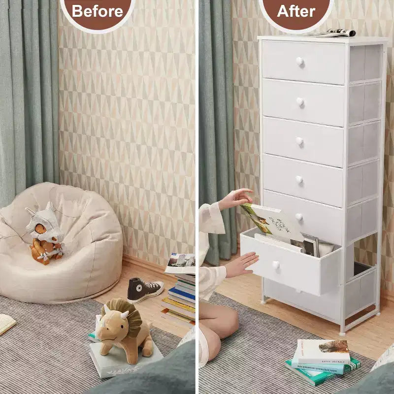 Crestlive Products Cassettiera Alta per Camera da Letto con 7 Cassetti in Tessuto, Armadio Contenitore per Camera da Letto