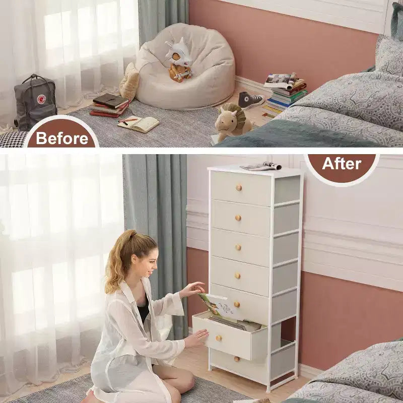 Crestlive Products Cassettiera Alta per Camera da Letto con 7 Cassetti in Tessuto, Armadio Contenitore per Camera da Letto