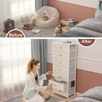 Crestlive Products Cassettiera Alta per Camera da Letto con 7 Cassetti in Tessuto, Armadio Contenitore per Camera da Letto
