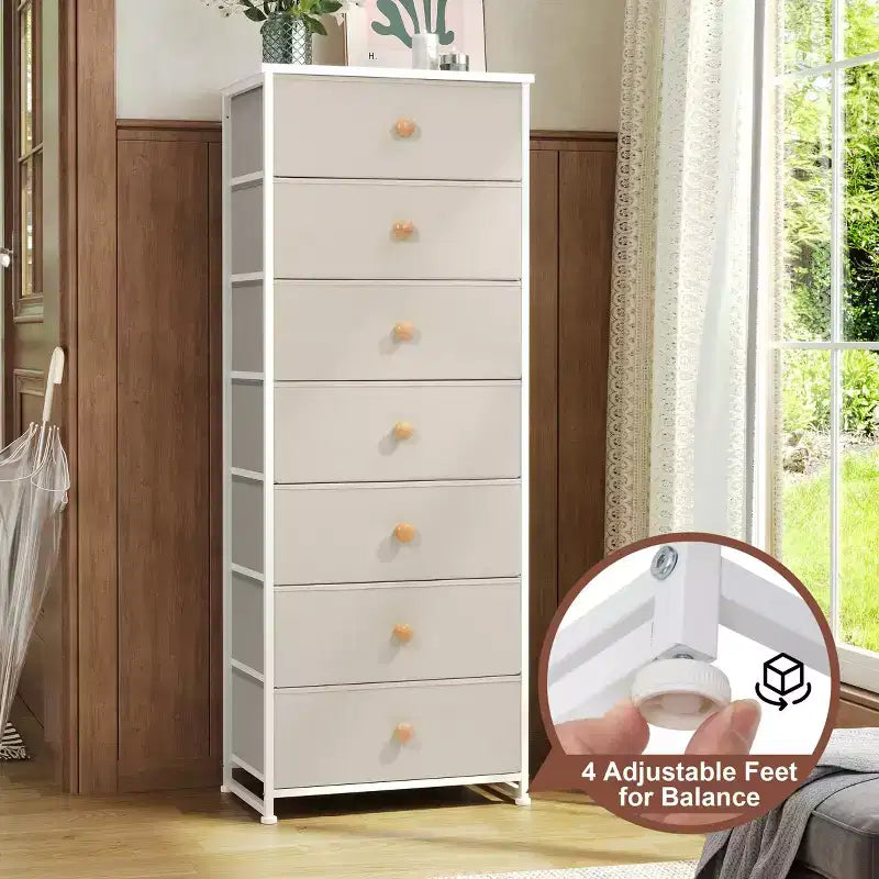 Crestlive Products Cassettiera Alta per Camera da Letto con 7 Cassetti in Tessuto, Armadio Contenitore per Camera da Letto