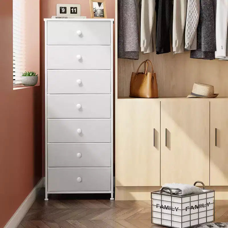 Crestlive Products Cassettiera Alta per Camera da Letto con 7 Cassetti in Tessuto, Armadio Contenitore per Camera da Letto