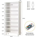 Lantine Scarpiera a 9 Ripiani, 30 Paia, con LED e Gambe in Legno Massello