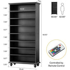 Lantine Scarpiera a 9 Ripiani, 30 Paia, con LED e Gambe in Legno Massello