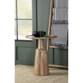 Tavolino d'appoggio/pedestal rotondo in legno di mango naturale o nero