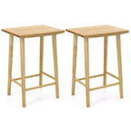 Costway 25.5 Counter Height Stool Set of 2/4 with Footrest & Solid Wood Frame Natural