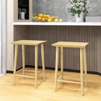 Costway Set di 2/4 Sgabelli da Bancone da 65 cm con Poggiapiedi e Struttura in Legno Massello Naturale