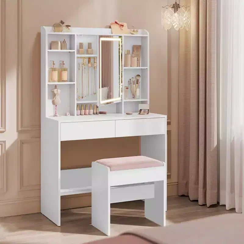 VASAGLE Tavolo da Trucco con Specchio e Luce