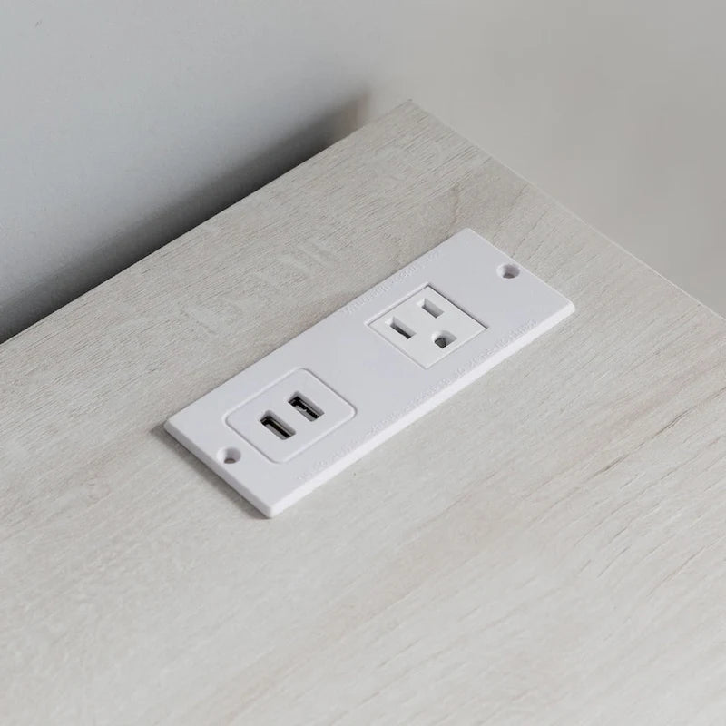 Tavolino portastampante da 31 pollici con 2 cassetti, rovere bianco
