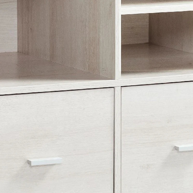 Tavolino portastampante da 31 pollici con 2 cassetti, rovere bianco