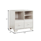 Tavolino portastampante da 31 pollici con 2 cassetti, rovere bianco
