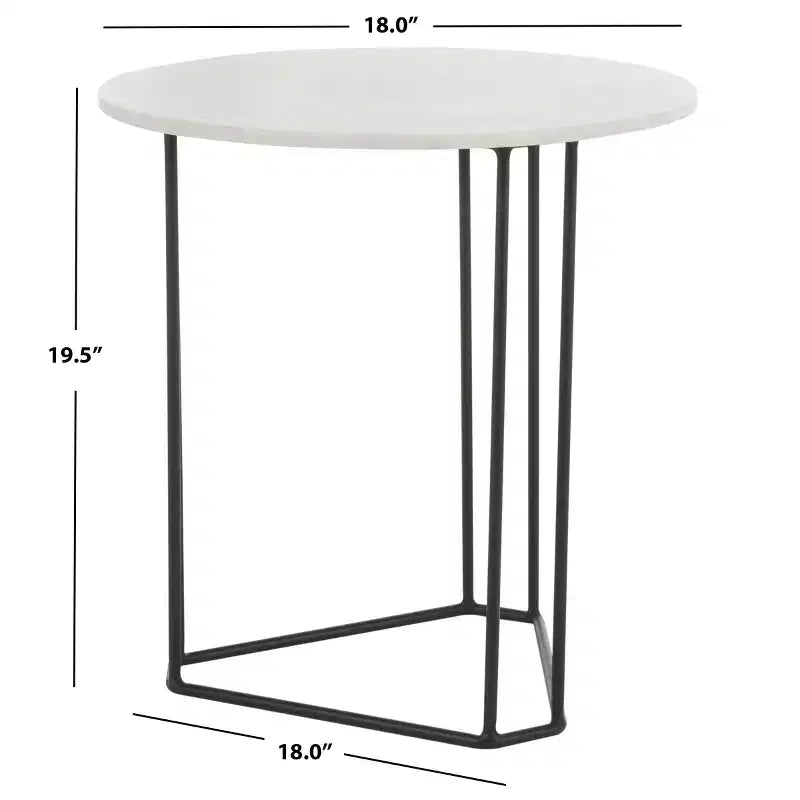 Tavolino d'appoggio rotondo Eloblaire - ACC4605A - Marmo Bianco/Nero - Safavieh