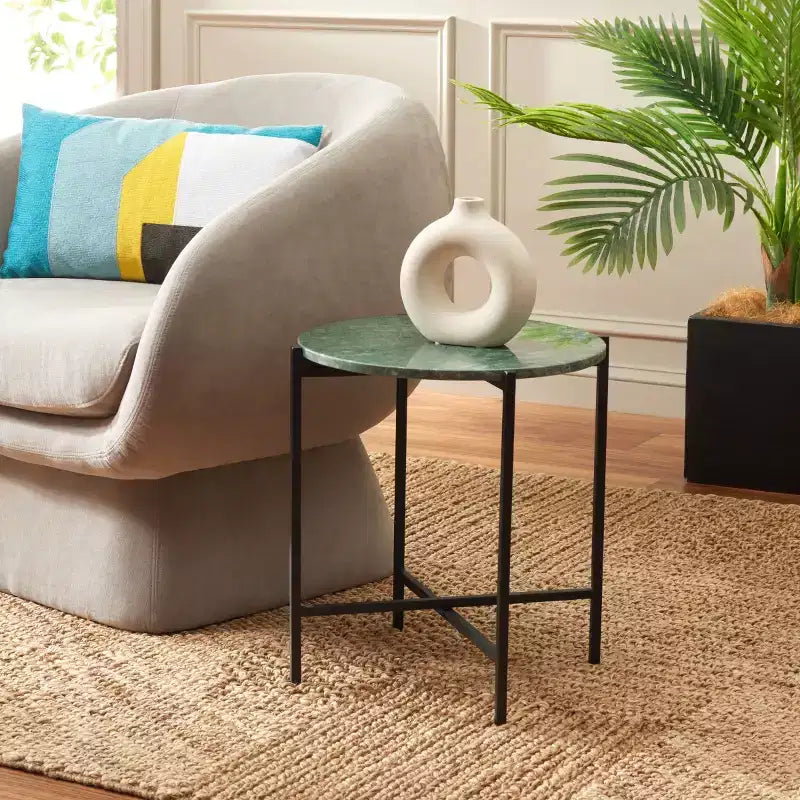 Tavolino Rotondo Evrynne - ACC4608A - Marmo Verde/Nero - Safavieh