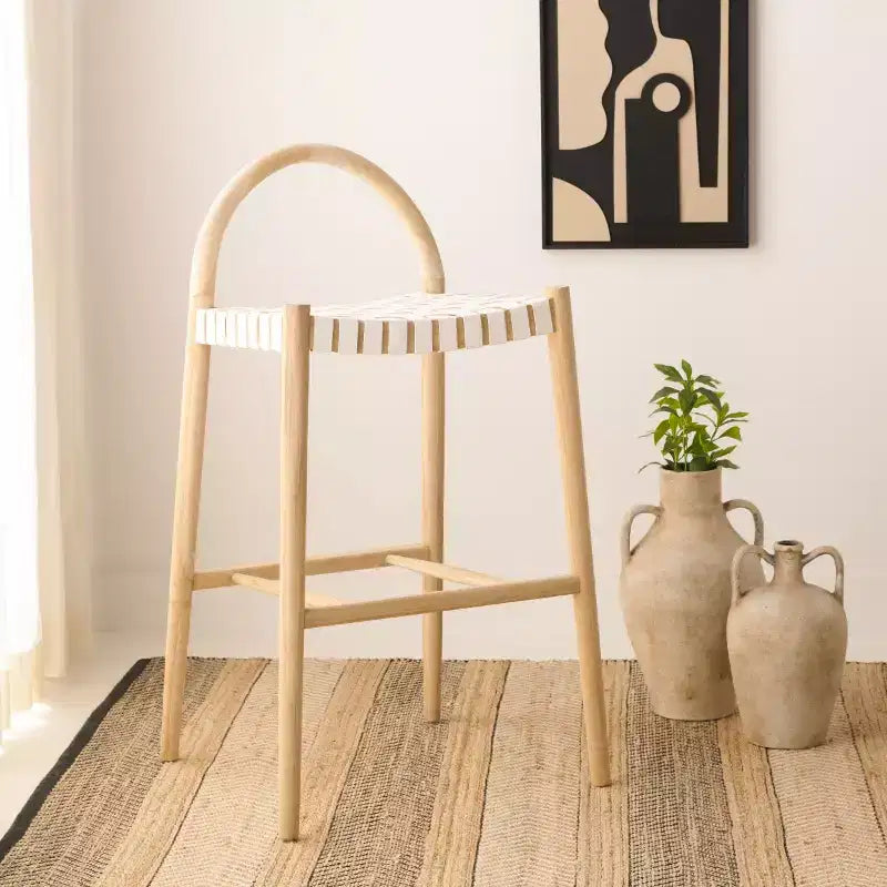 Sgabello da bar Rhyan - BST1204A - Bianco/Naturale - Safavieh
