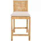Tojo Cane Counter Stool With Cushion - BST6502 - White/Natural - Safavieh